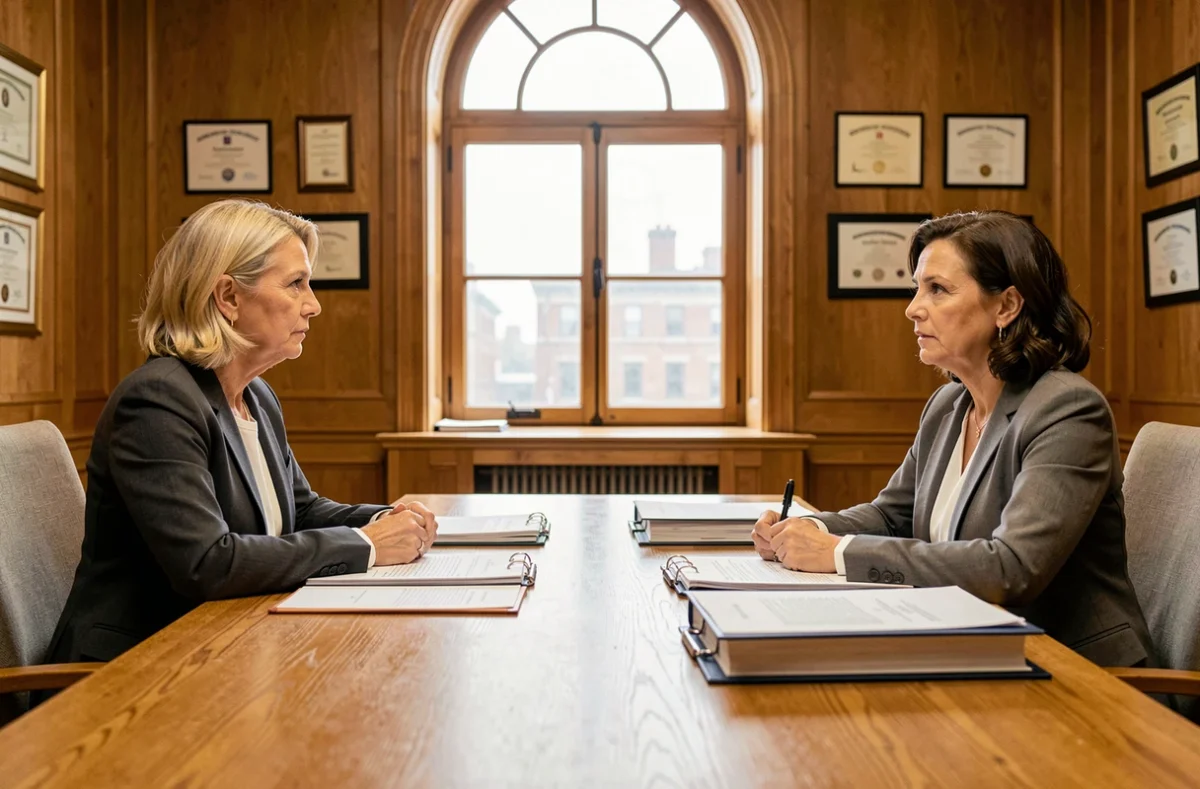 Deux professionnelles en discussion lors d'une session d'arbitrage au Centre de Commerce International