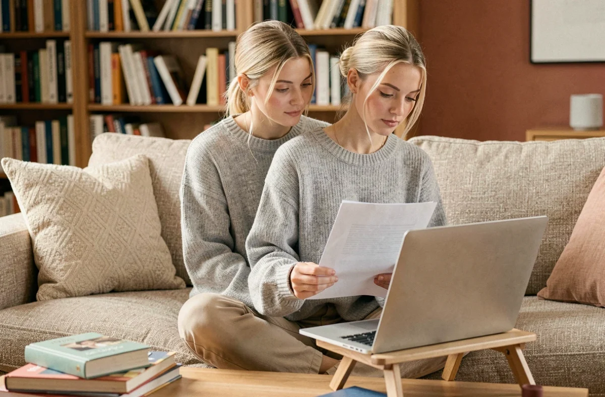 Jeune femme travaillant en freelance depuis son canapé avec un ordinateur portable